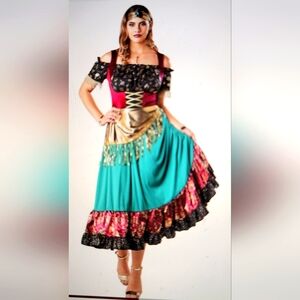 Colorful Women's Dress Gypsy Renaissance Belly Dance Costume